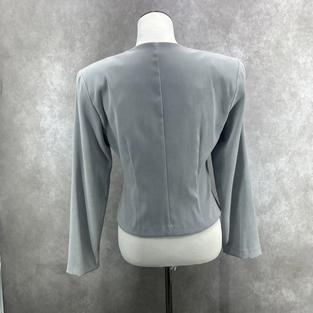 Jason Mathews Womens 4 Grey Geometric Colorblock Zip Up Jacket Collarless Mod - Picture 5 of 10